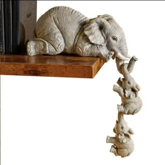 Decor 🐘 3PC Elephant Hug Baby Resin Figurine Set – Cute Miniature Home Décor - Picture 15 of 16